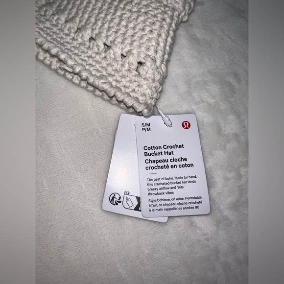 Lululemon Cotton Crochet Bucket Hat Cream White | S/M | NWT - Picture 2 of 7